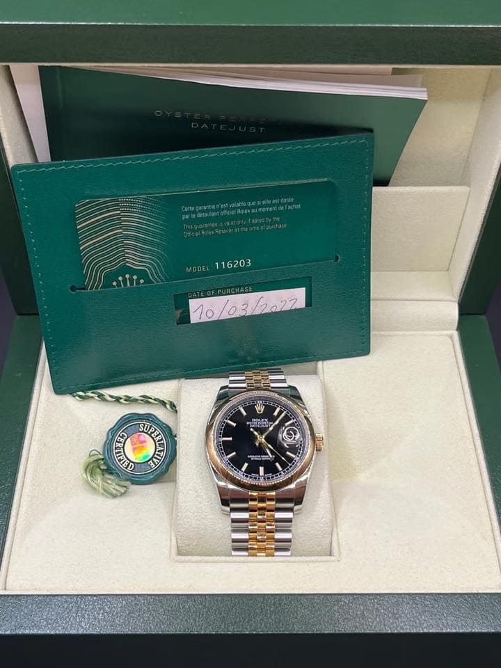 Rolex | Datejust | 116203 | Gold/Steel | 36 mm | Gold/Steel | Black | Automatic