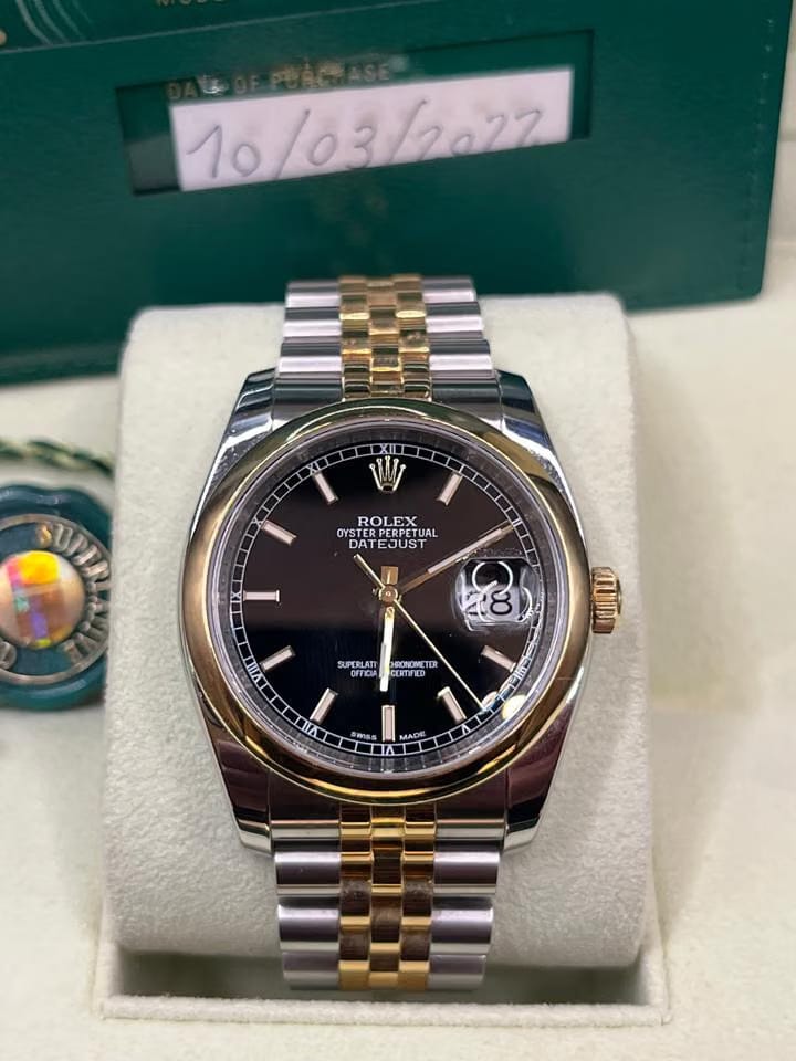 Rolex | Datejust | 116203 | Gold/Steel | 36 mm | Gold/Steel | Black | Automatic
