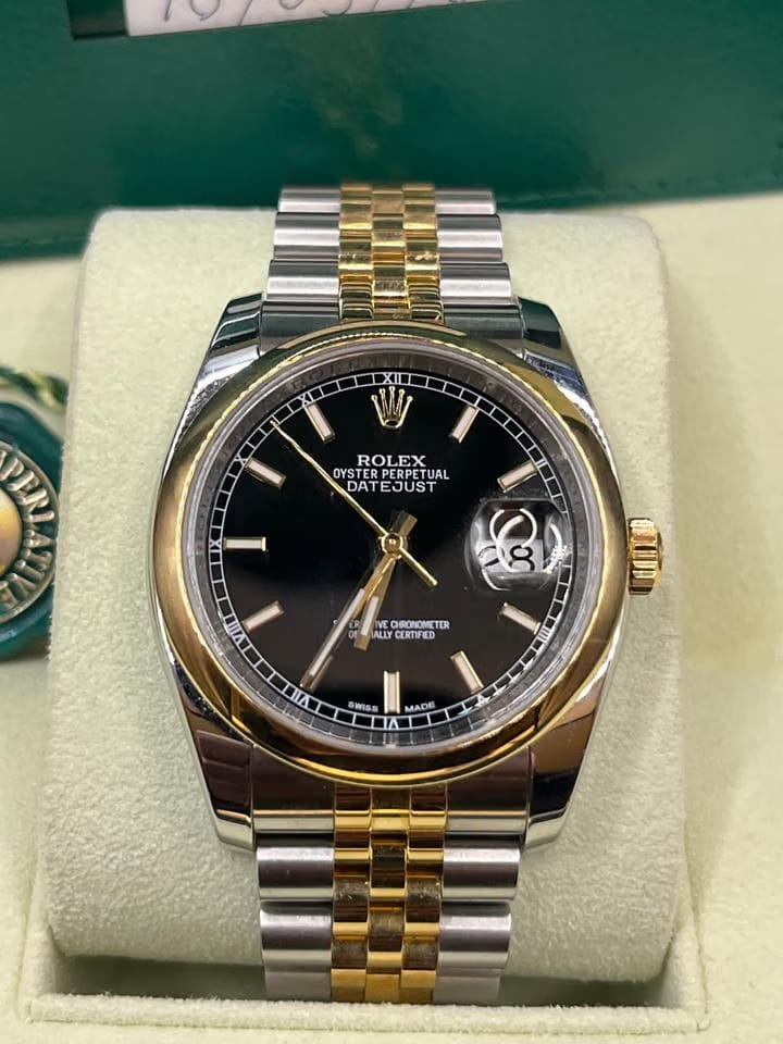 Rolex | Datejust | 116203 | Gold/Steel | 36 mm | Gold/Steel | Black | Automatic
