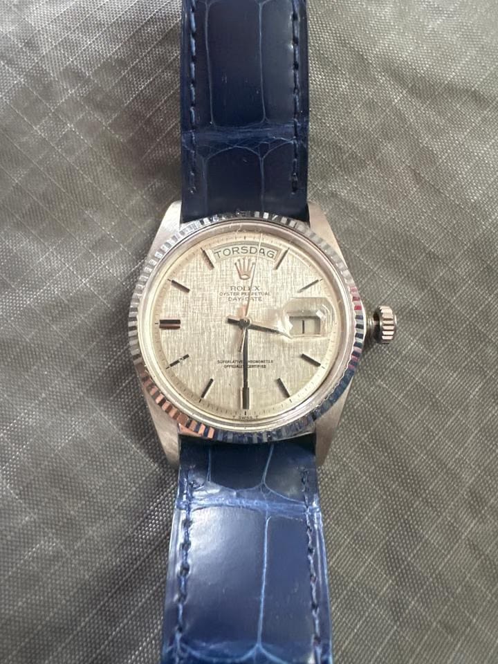 Rolex | Day-Date | 1803 | White gold | 36 mm | Alligator skin | Silver | Automatic