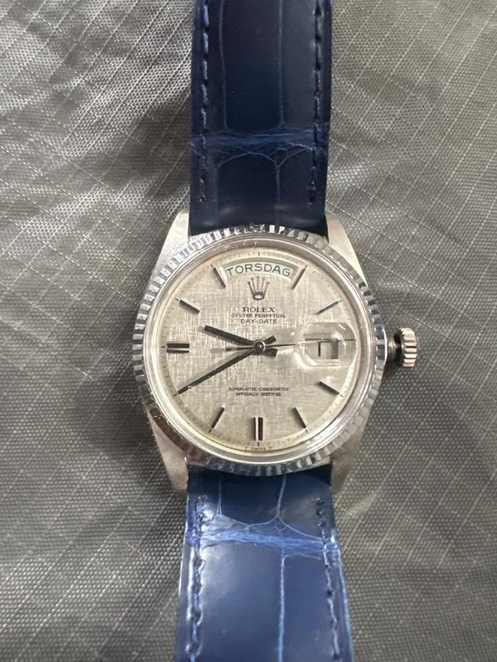 Rolex | Day-Date | 1803 | White gold | 36 mm | Alligator skin | Silver | Automatic