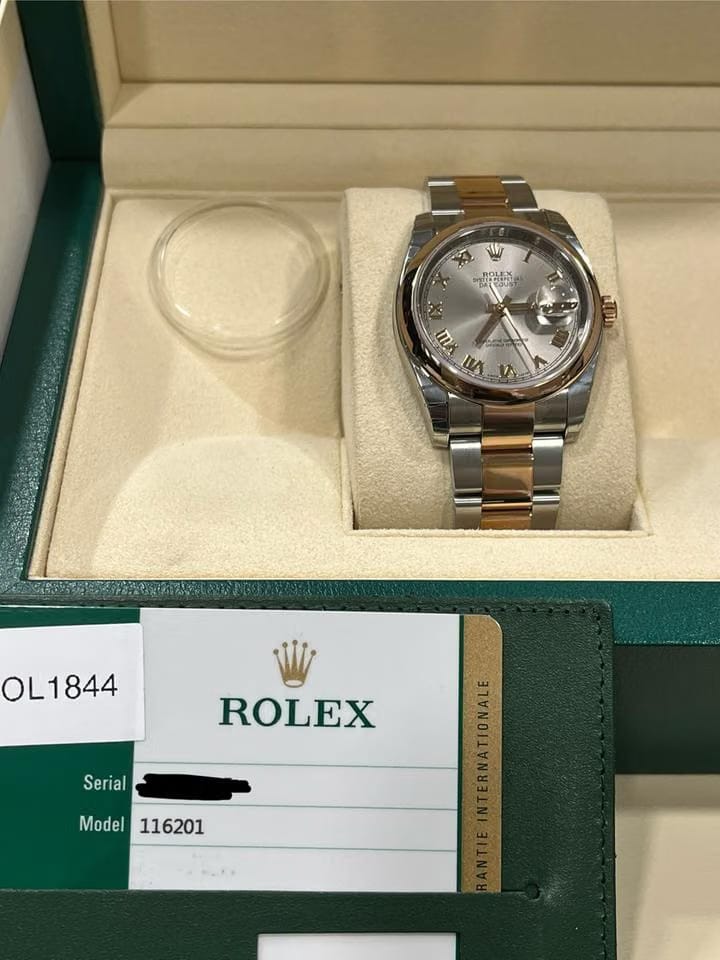 Rolex | Datejust | 116201 | Gold/Steel | 36 mm | Gold/Steel | Grey | Automatic