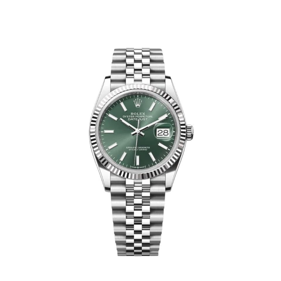 Rolex | Datejust | 126234 | White gold | 36 mm | Steel | Green | Automatic