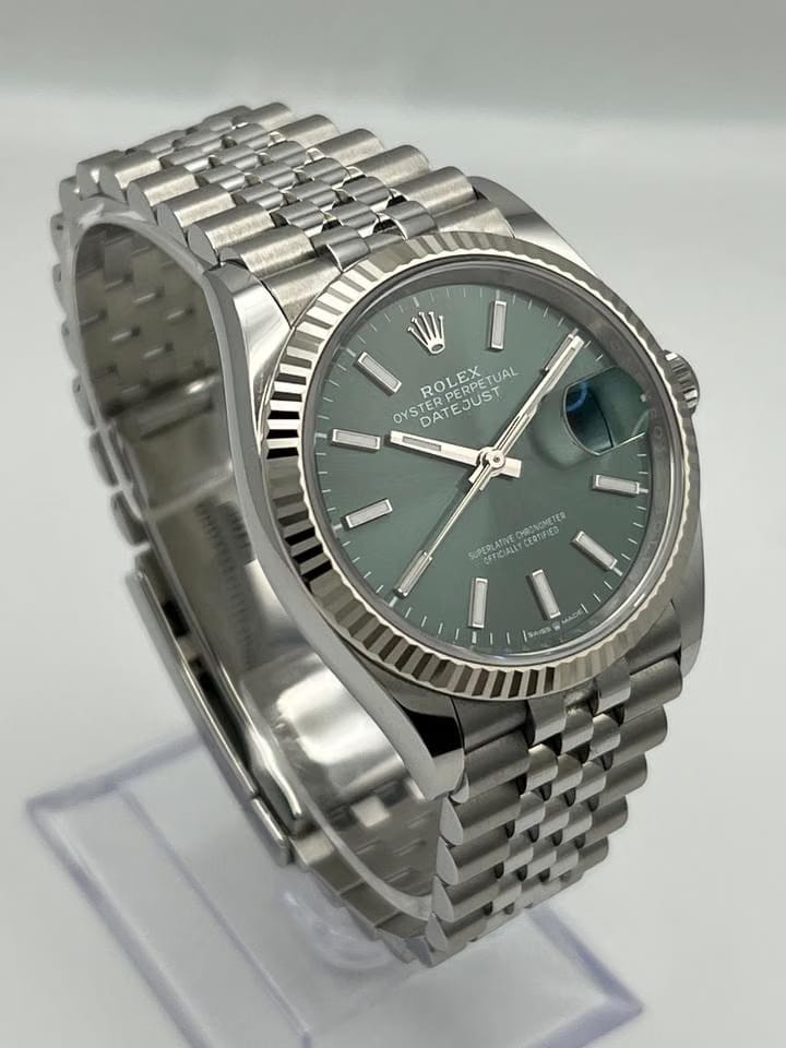 Rolex | Datejust | 126234 | White gold | 36 mm | Steel | Green | Automatic