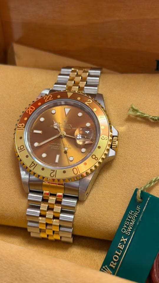 Rolex | GMT-Master II | 16713 | Yellow gold | 40 mm | Gold/Steel | Brown | Automatic