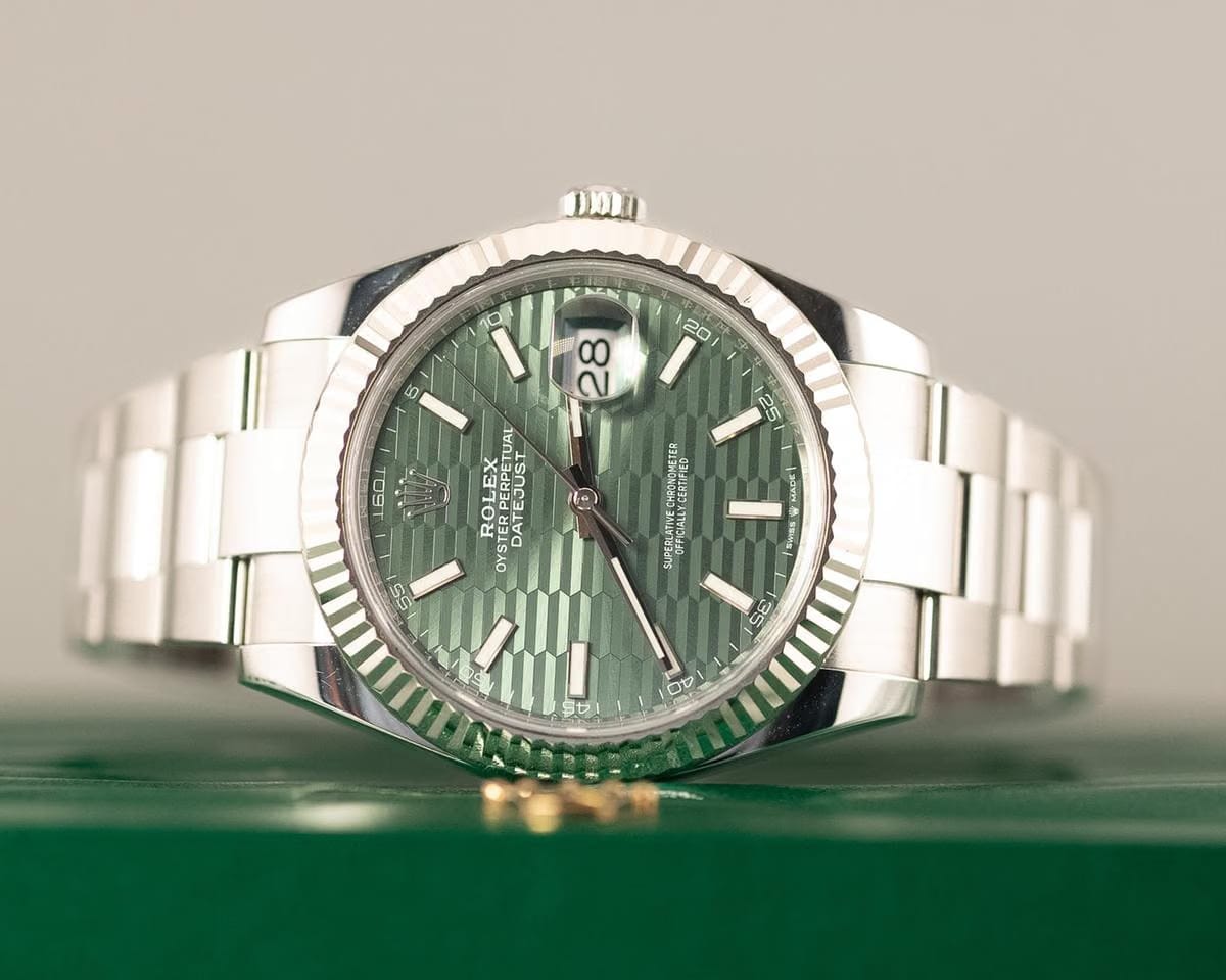 Rolex | Datejust | 126334 | White gold and steel | 41 mm | Steel | Green | Automatic