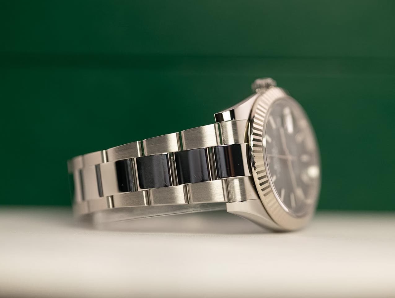 Rolex | Datejust | 126334 | White gold and steel | 41 mm | Steel | Green | Automatic