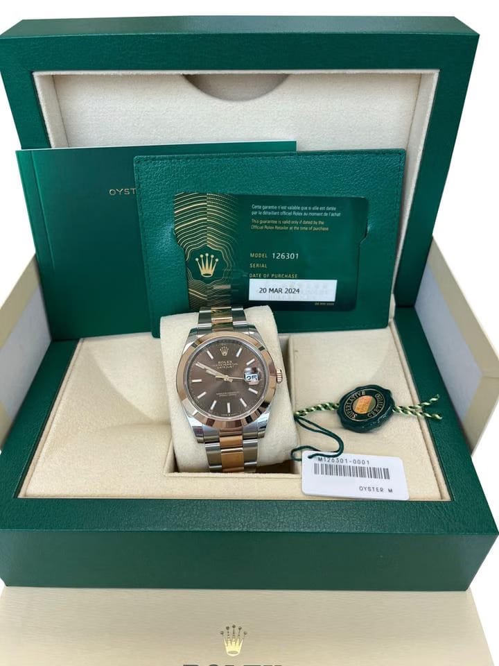 Rolex | Datejust | 126301 | Rose gold | 41 mm | Gold/Steel | Brown | Automatic