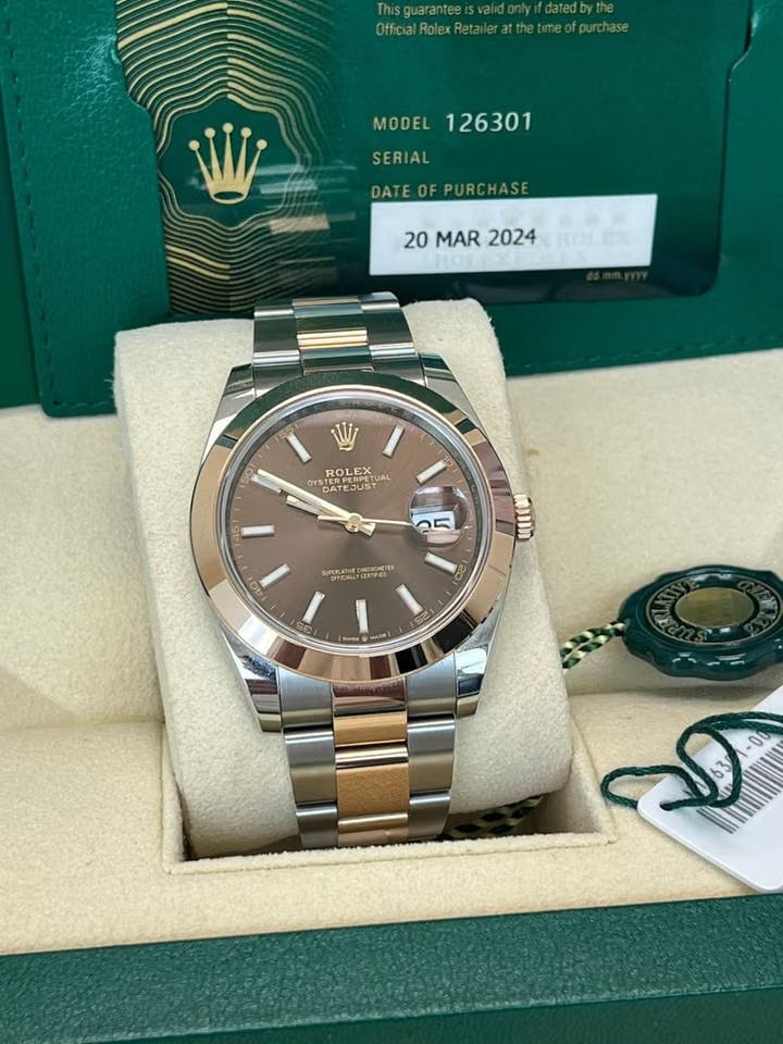 Rolex | Datejust | 126301 | Rose gold | 41 mm | Gold/Steel | Brown | Automatic