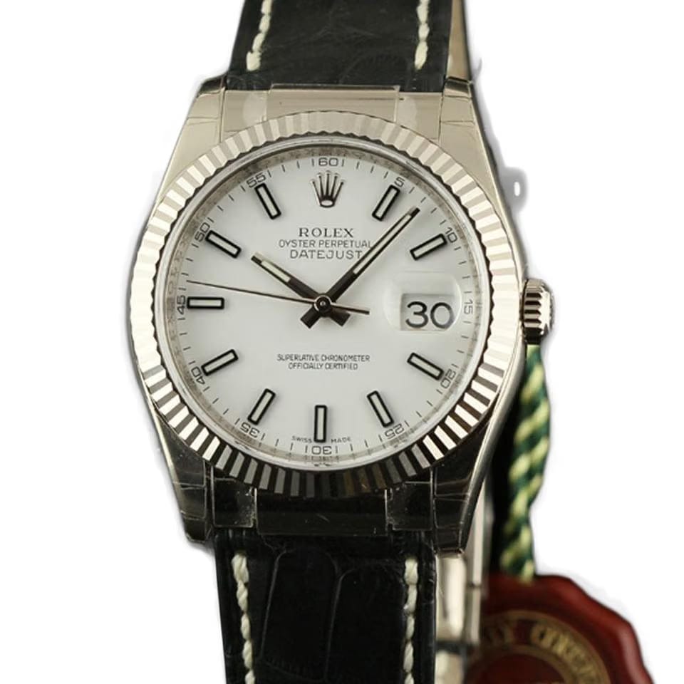 Rolex | Datejust | 116139 | White gold | 36 mm | Leather | White | Automatic