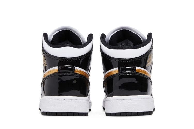 Air Jordan 1 Mid Patent SE GS Black Gold