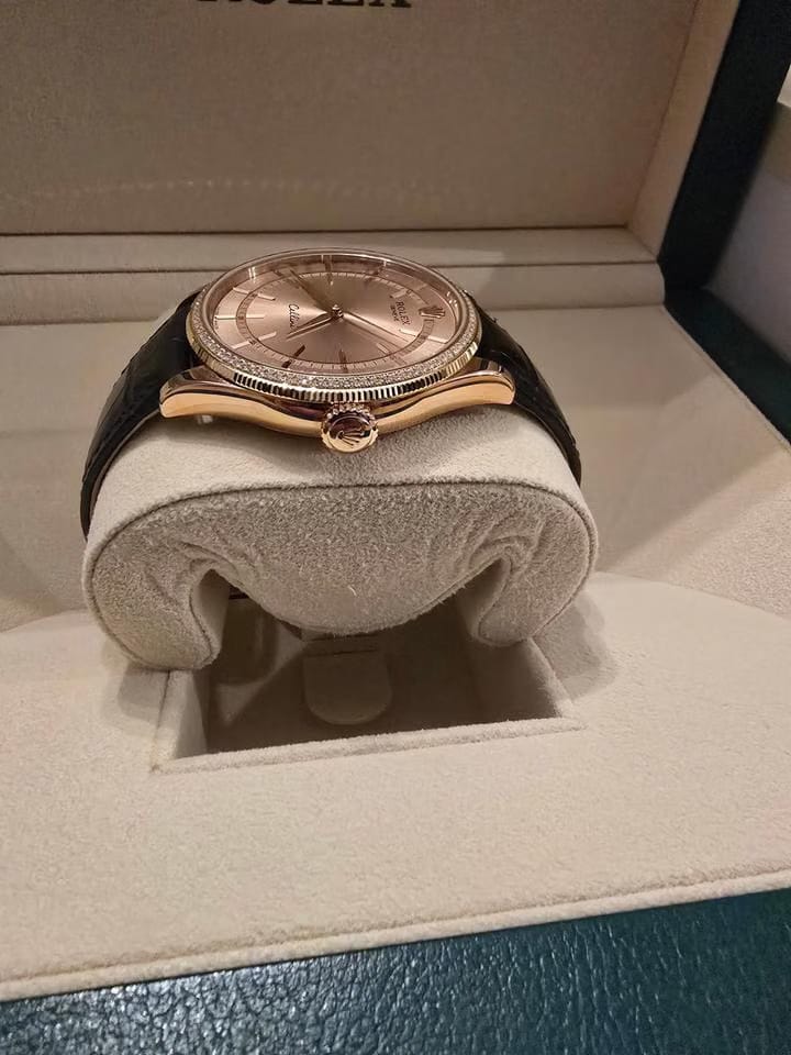Rolex | Cellini | 50605RBR | Rose gold | 39 mm | Crocodile skin | Black | Automatic