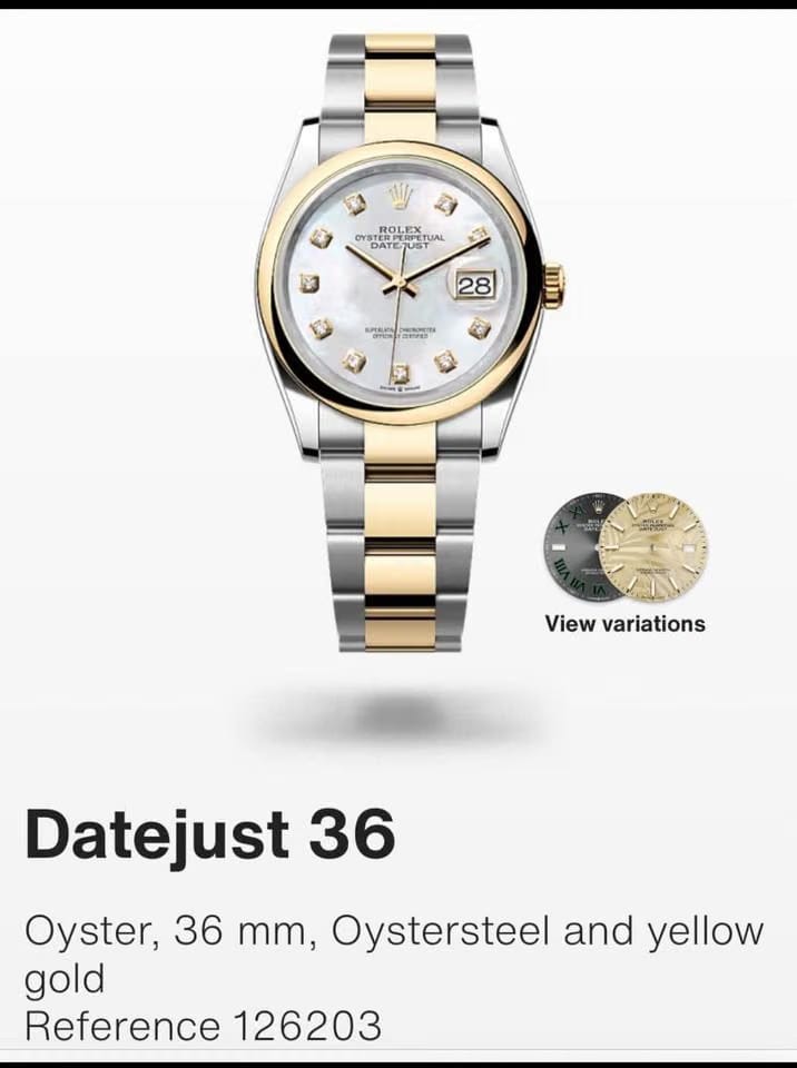 Rolex | Datejust | 126233 | Gold/Steel | 36 mm | Yellow gold | Mother of pearl | Automatic