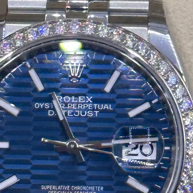 Rolex Datejust 36ref.126284 RB Blue Motif Dial With Factory Diamond Bezel New Unworn Full Set