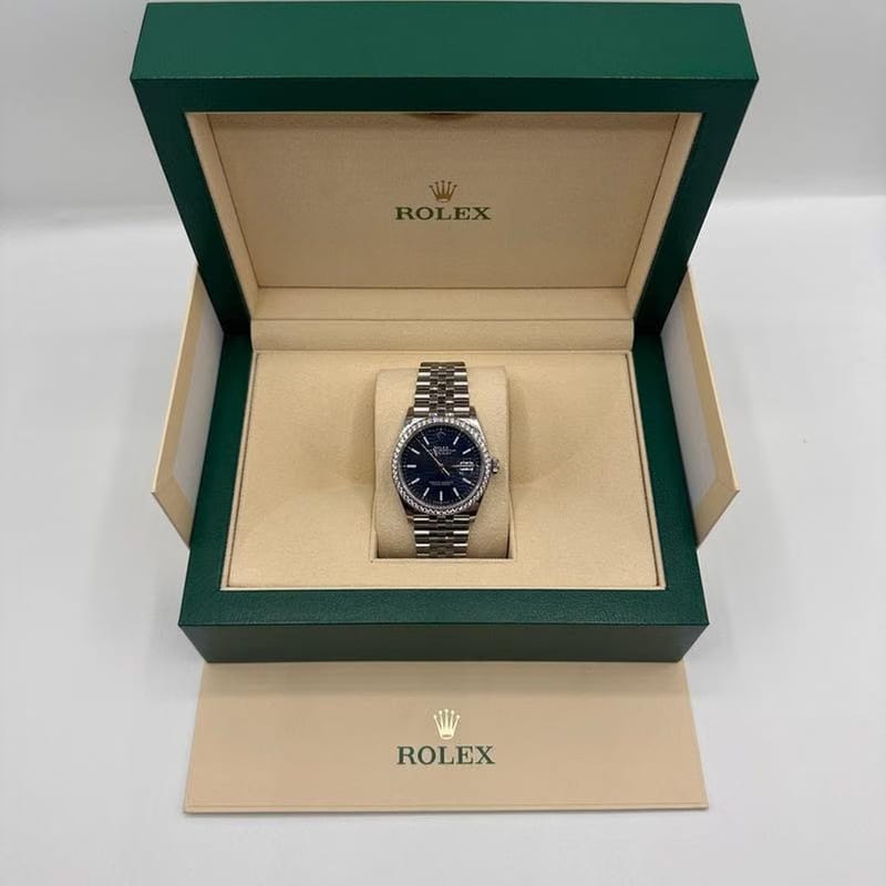 Rolex Datejust 36ref.126284 RB Blue Motif Dial With Factory Diamond Bezel New Unworn Full Set