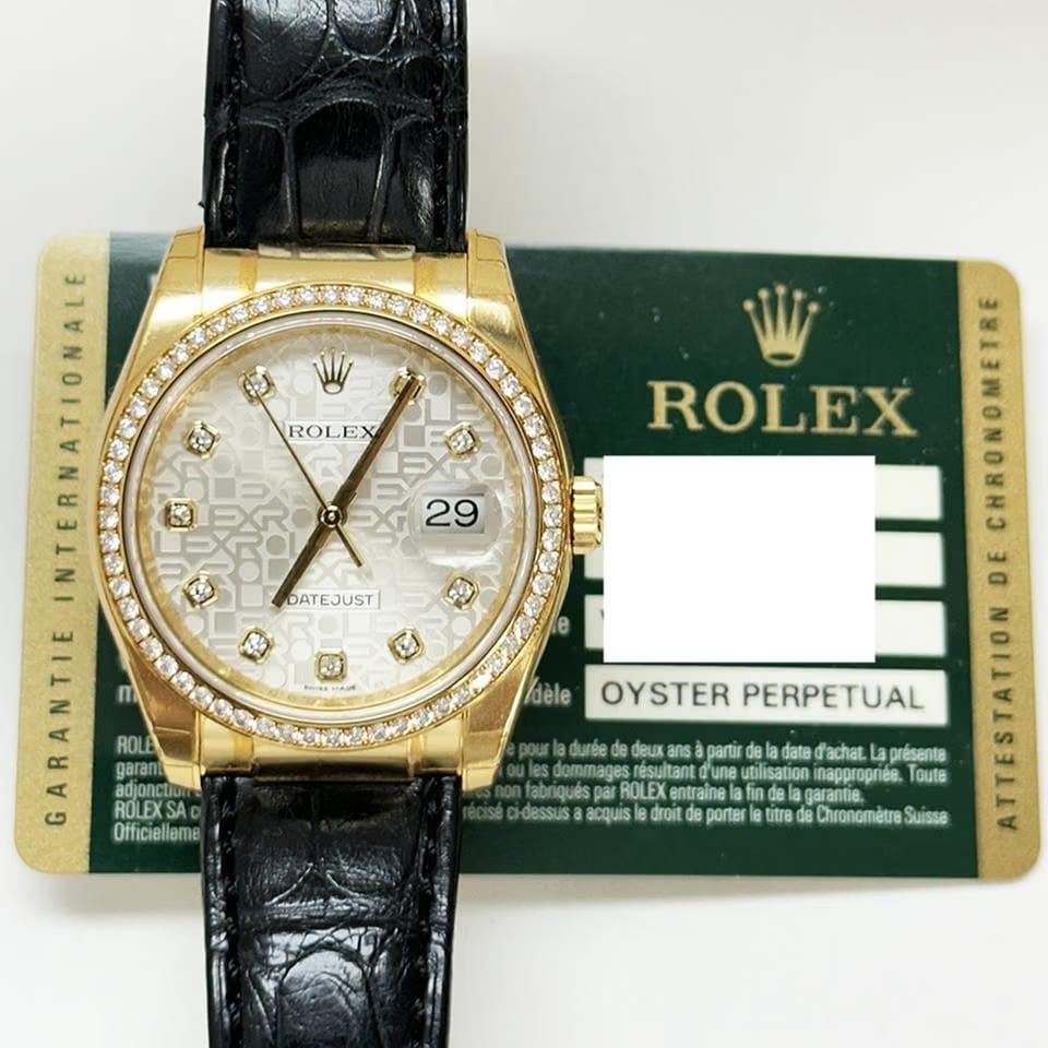 Rolex | Datejust | 116188 | Yellow gold | 36 mm | Crocodile skin | Silver | Automatic