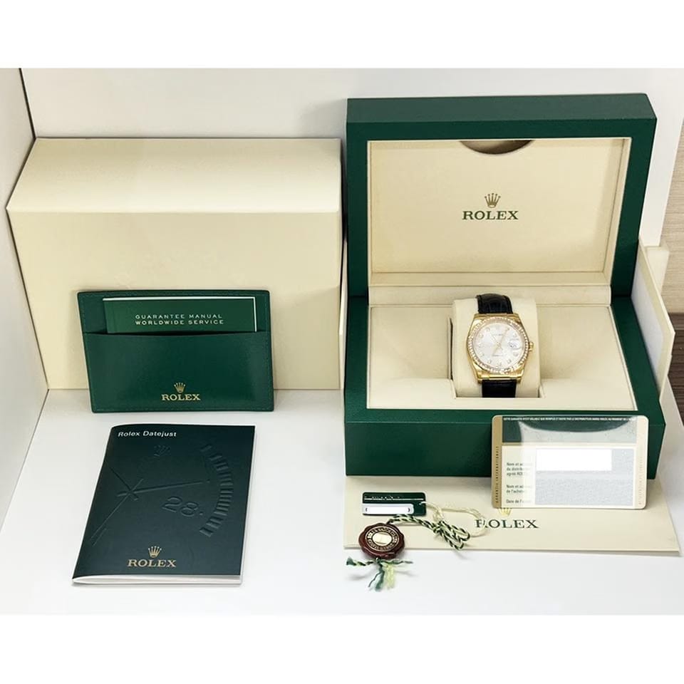 Rolex | Datejust | 116188 | Yellow gold | 36 mm | Crocodile skin | Silver | Automatic