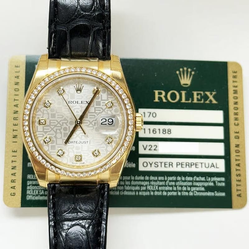 Rolex | Datejust | 116188 | Yellow gold | 36 mm | Leather | Silver | Automatic