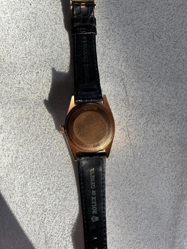 Rolex | Day-Date | 1803 | Rose gold | 36 mm | Crocodile skin | Champagne | Automatic