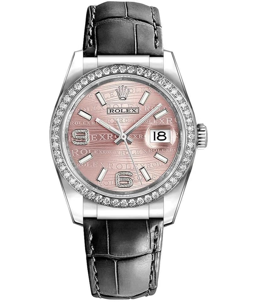 Rolex | Datejust | 116189 | White gold | 36 mm | Leather | Pink | Automatic
