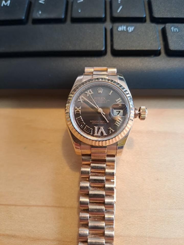 Rolex | Datejust | 179175 | Rose gold | 26 mm | Rose gold | Brown | Automatic