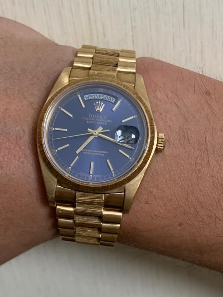 Rolex | Day-Date | 18078 | Yellow gold | 36 x 43 mm | Yellow gold | Blue | Automatic