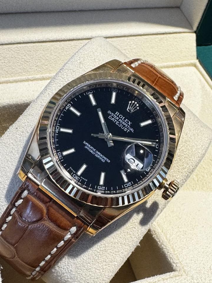 Rolex | Datejust | 116138 | Yellow gold | 36 mm | Leather | Black | Automatic