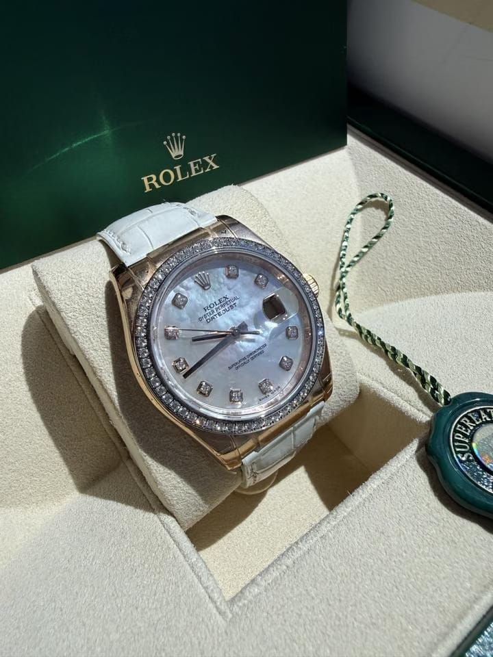 Rolex | Datejust | 116185 | Rose gold | 36 mm | Leather | Mother of pearl | Automatic