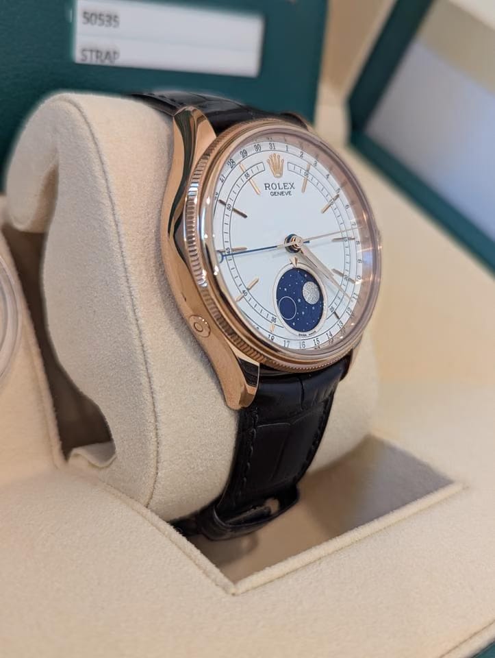 Rolex | Cellini | 50535 | Red gold | 39 mm | Leather | White | Automatic