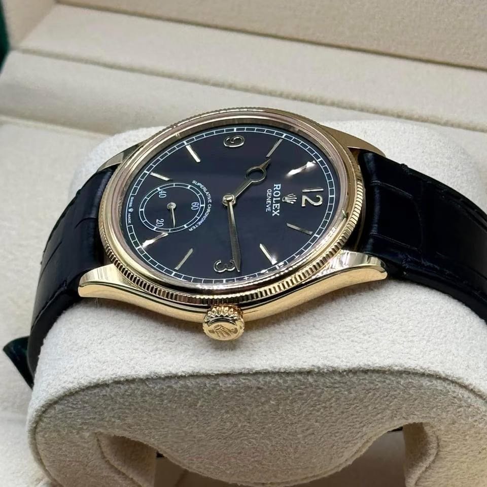 Rolex | 1908 | 52508-0002 | Yellow gold | 39 mm | Leather | Black | Automatic