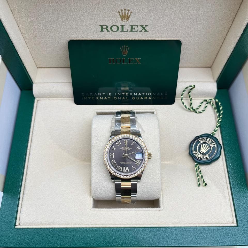 Rolex | Datejust | 278383RBR GREY ROMAN OYS | Yellow gold | 31 mm | Gold/Steel | Grey | Automatic