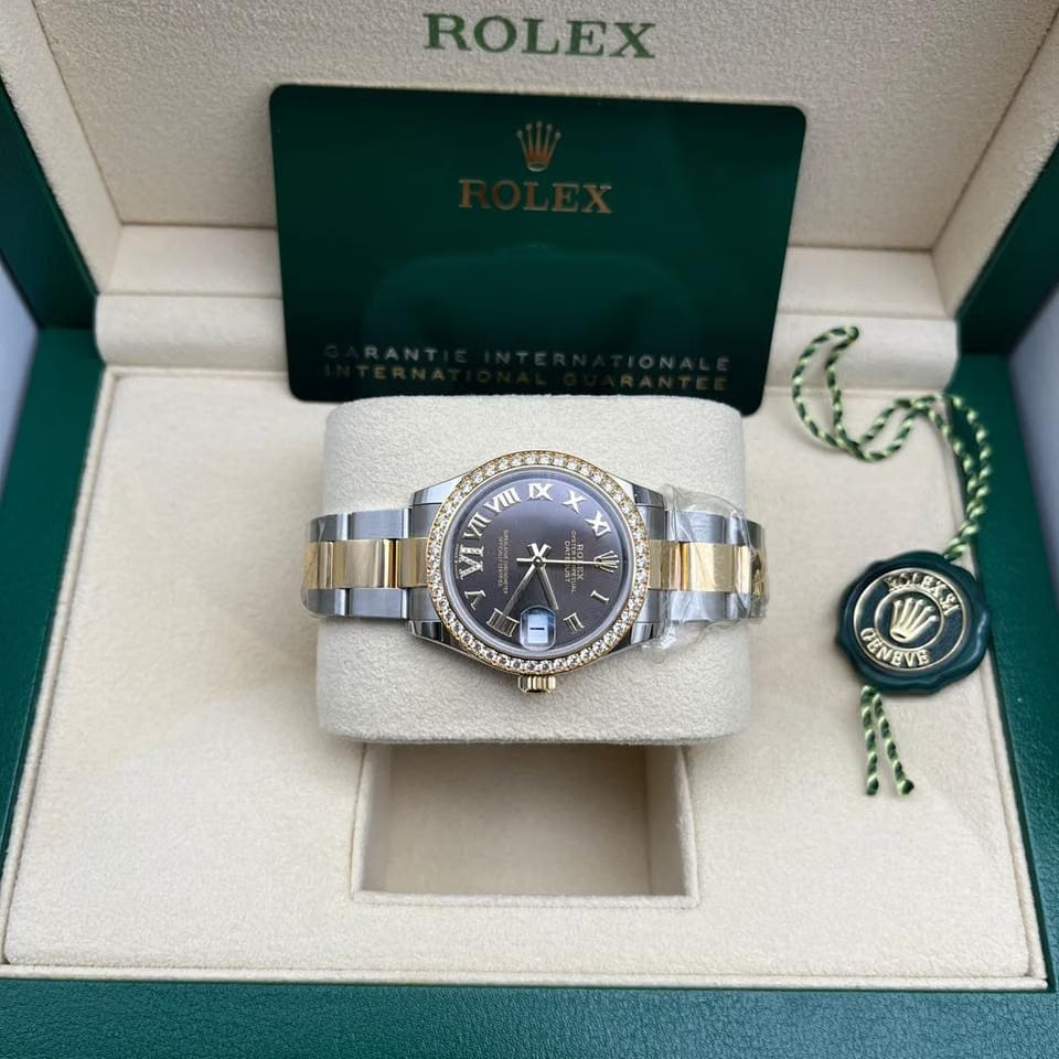 Rolex | Datejust | 278383RBR GREY ROMAN OYS | Yellow gold | 31 mm | Gold/Steel | Grey | Automatic