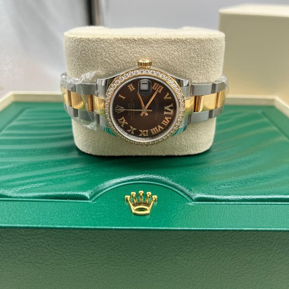 Rolex | Datejust | 278383RBR GREY ROMAN OYS | Yellow gold | 31 mm | Gold/Steel | Grey | Automatic