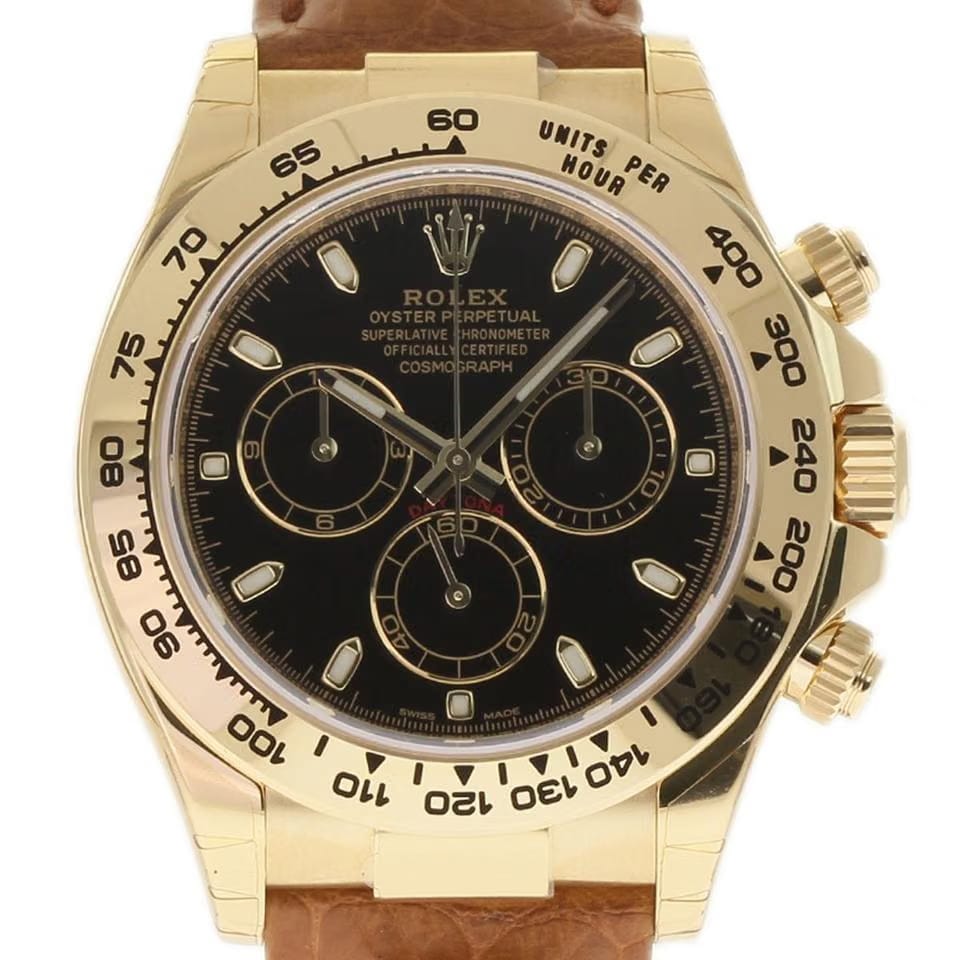 Rolex | Daytona | 116518 | Yellow gold | 40 mm | Leather | Black | Automatic