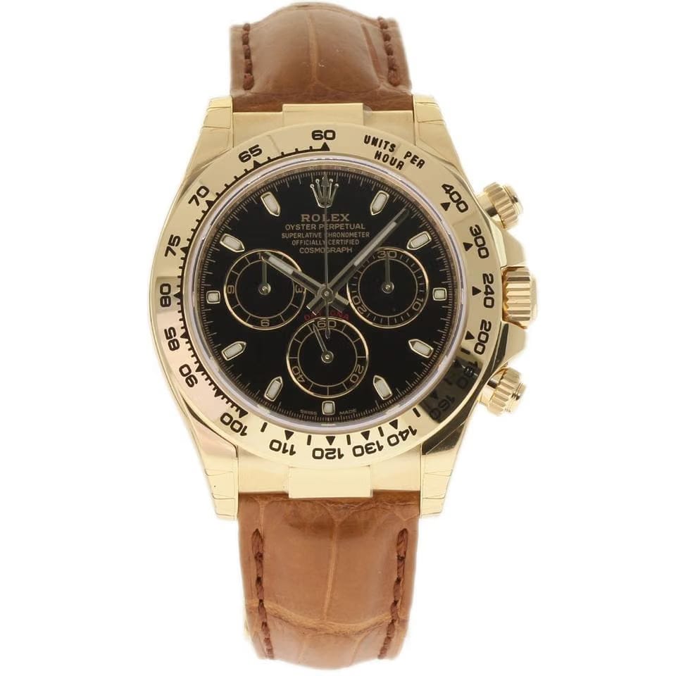 Rolex | Daytona | 116518 | Yellow gold | 40 mm | Leather | Black | Automatic