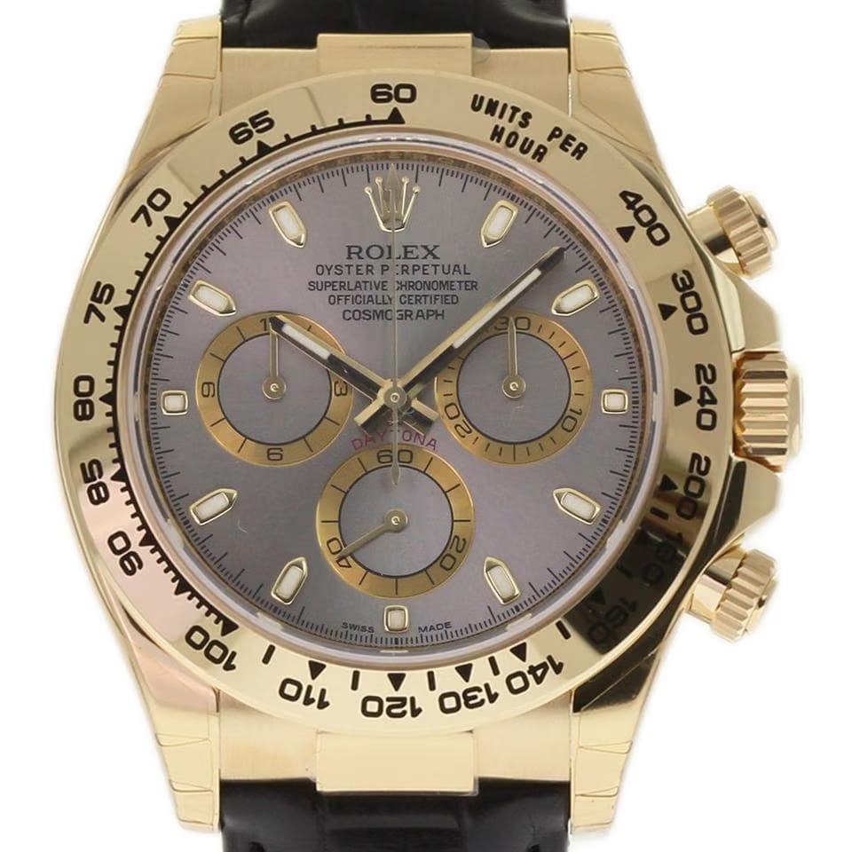 Rolex | Daytona | 116518 | Yellow gold | 40 mm | Leather | Silver | Automatic