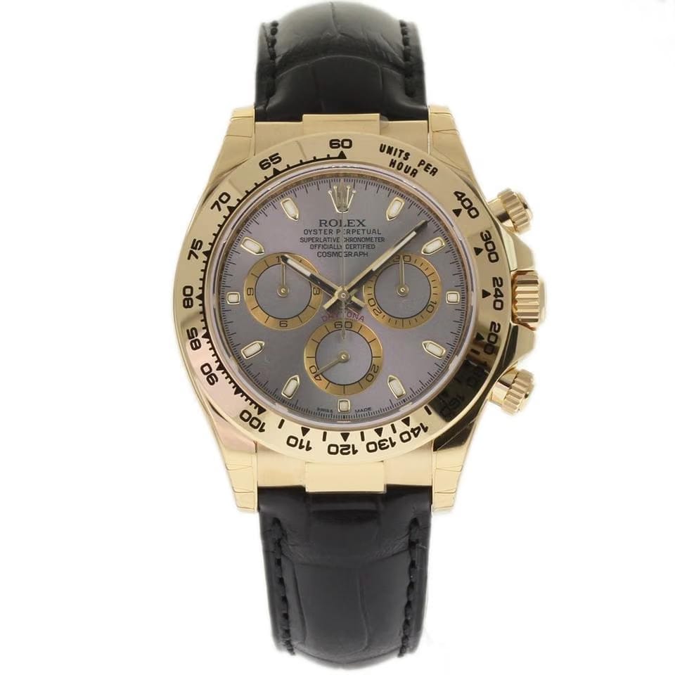Rolex | Daytona | 116518 | Yellow gold | 40 mm | Leather | Silver | Automatic