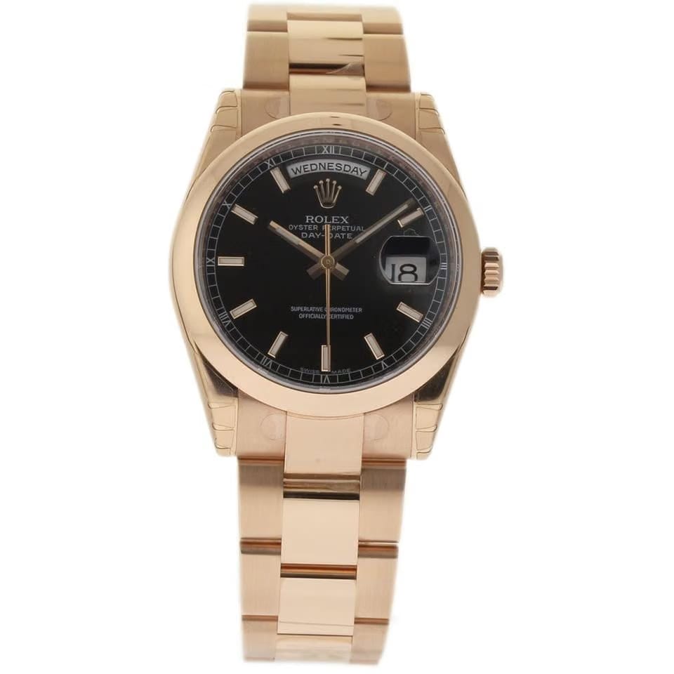Rolex | Day-Date | 118205 | Rose gold | 36 mm | Rose gold | Black | Automatic