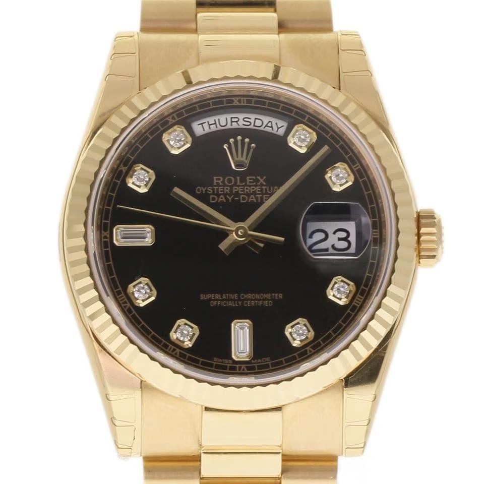 Rolex | Day-Date | 118238 | Yellow gold | 36 mm | Yellow gold | Black | Automatic