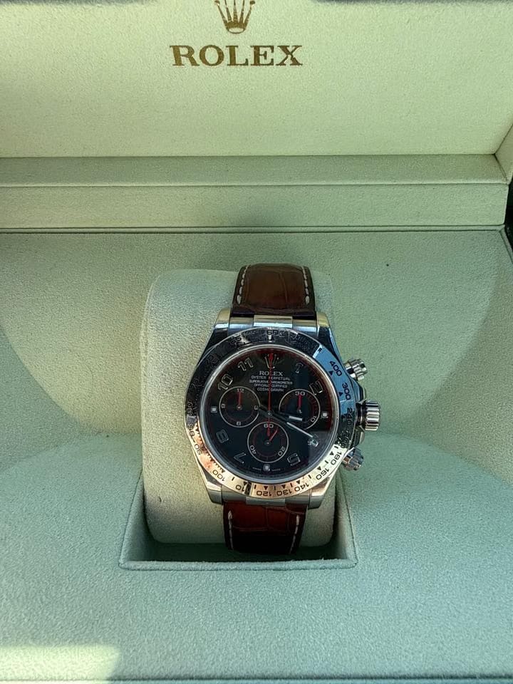 Rolex | Daytona | 116519 | White gold | 40 mm | Alligator skin | Black | Automatic
