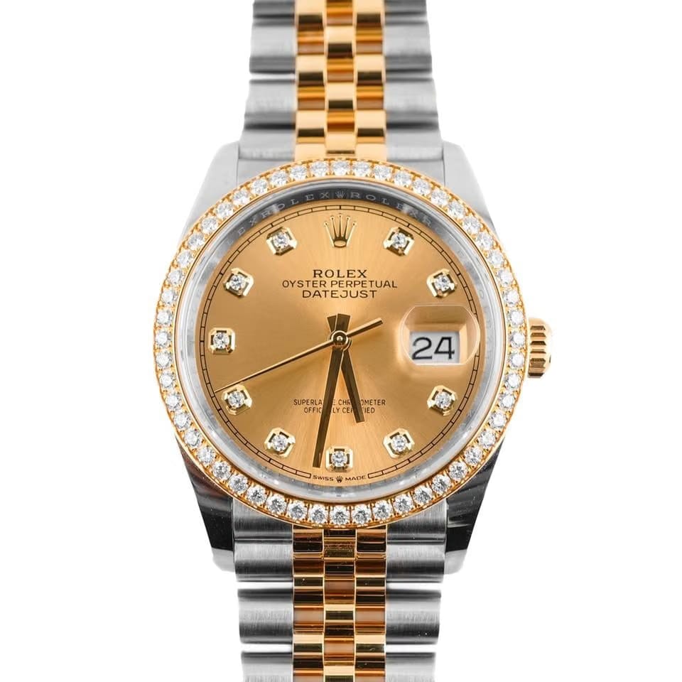 Rolex | Datejust | 126283RBR | Yellow gold | 36 mm | Steel | Champagne | Automatic
