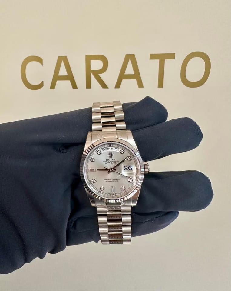 Rolex | Day-Date | 118239 | White gold | 36 x 43 mm | White gold | Silver | Automatic