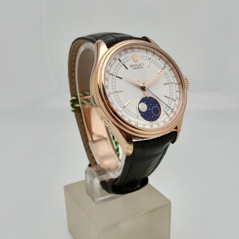 Rolex | Cellini | 50535 | Rose gold | 39 mm | Leather | White | Automatic