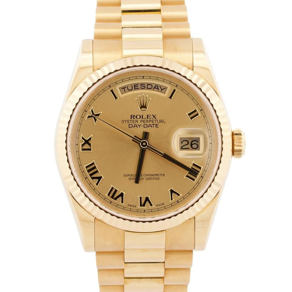 Rolex | Day-Date | 118238 | Yellow gold | 36 mm | Yellow gold | Champagne | Automatic