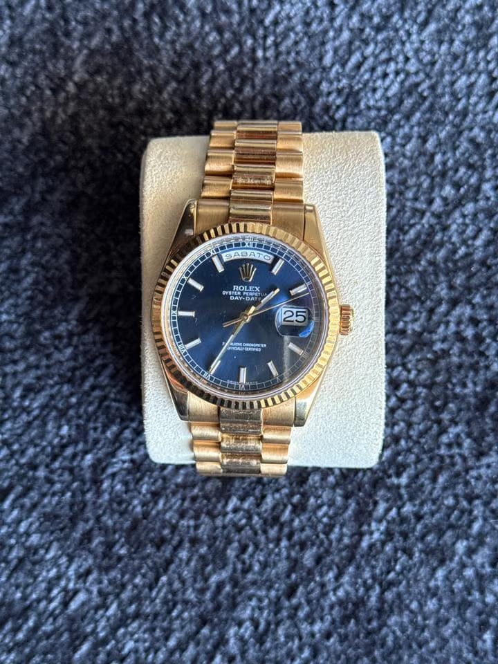 Rolex | Day-Date | 118238 | Yellow gold | 36 mm | Yellow gold | Blue | Automatic