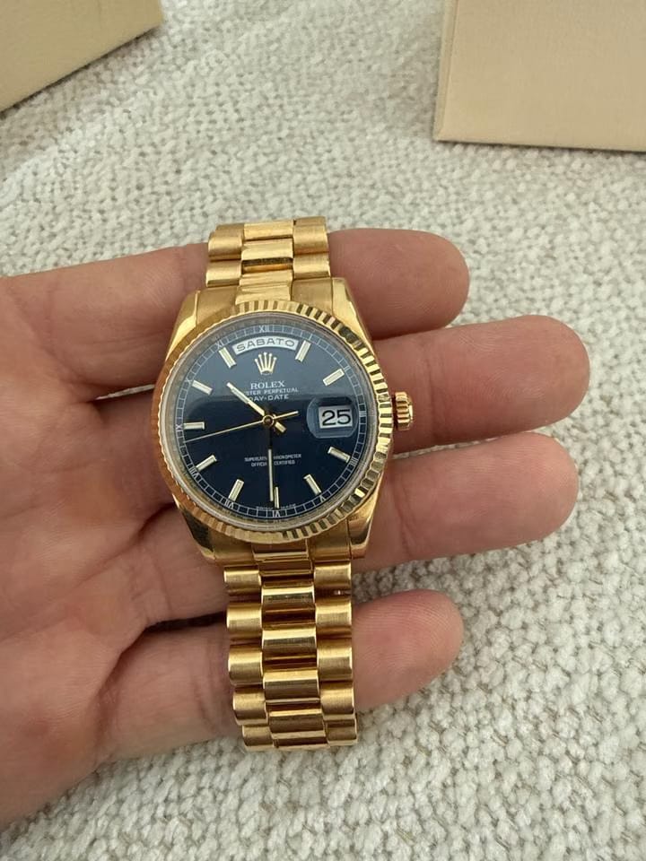 Rolex | Day-Date | 118238 | Yellow gold | 36 mm | Yellow gold | Blue | Automatic