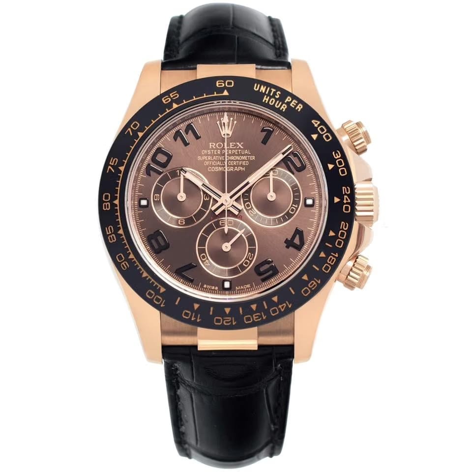 Rolex | Daytona | 116515ln | Rose gold | 40 mm | Crocodile skin | Brown | Automatic