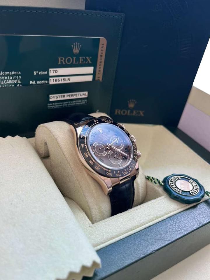 Rolex | Daytona | 116515ln | Rose gold | 40 mm | Crocodile skin | Brown | Automatic