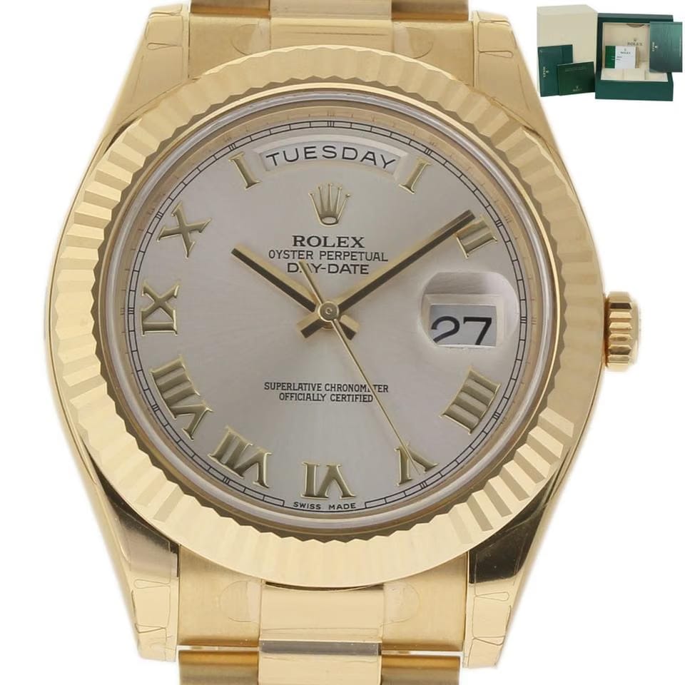 Rolex | Day-Date | 218238 | Yellow gold | 41 mm | Yellow gold | Silver | Automatic