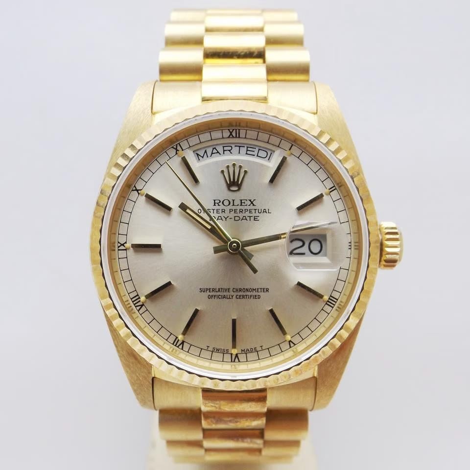 Rolex | Day-Date | 18038 | Yellow gold | 36 mm | Yellow gold | Silver | Automatic